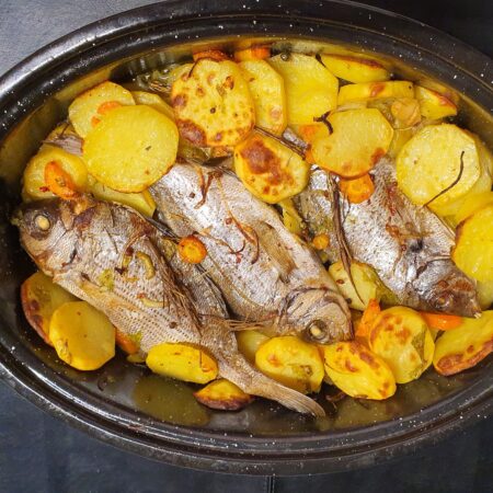Peshk me Patate në Furrë